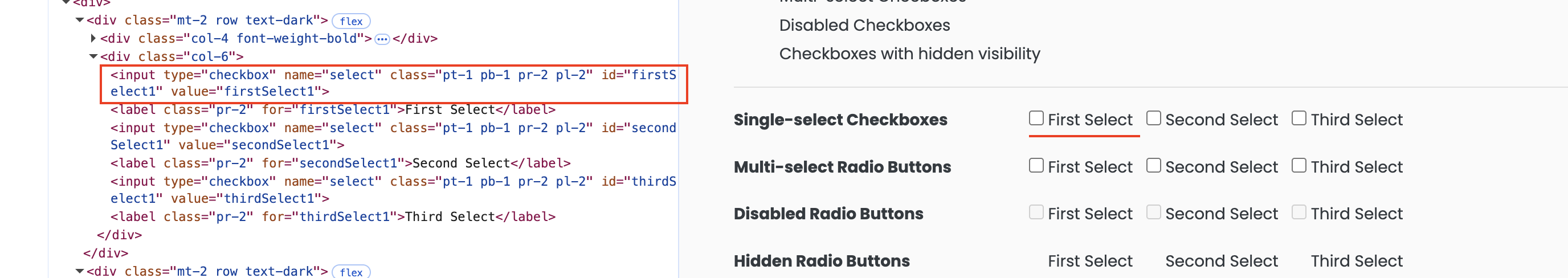 select checkbox